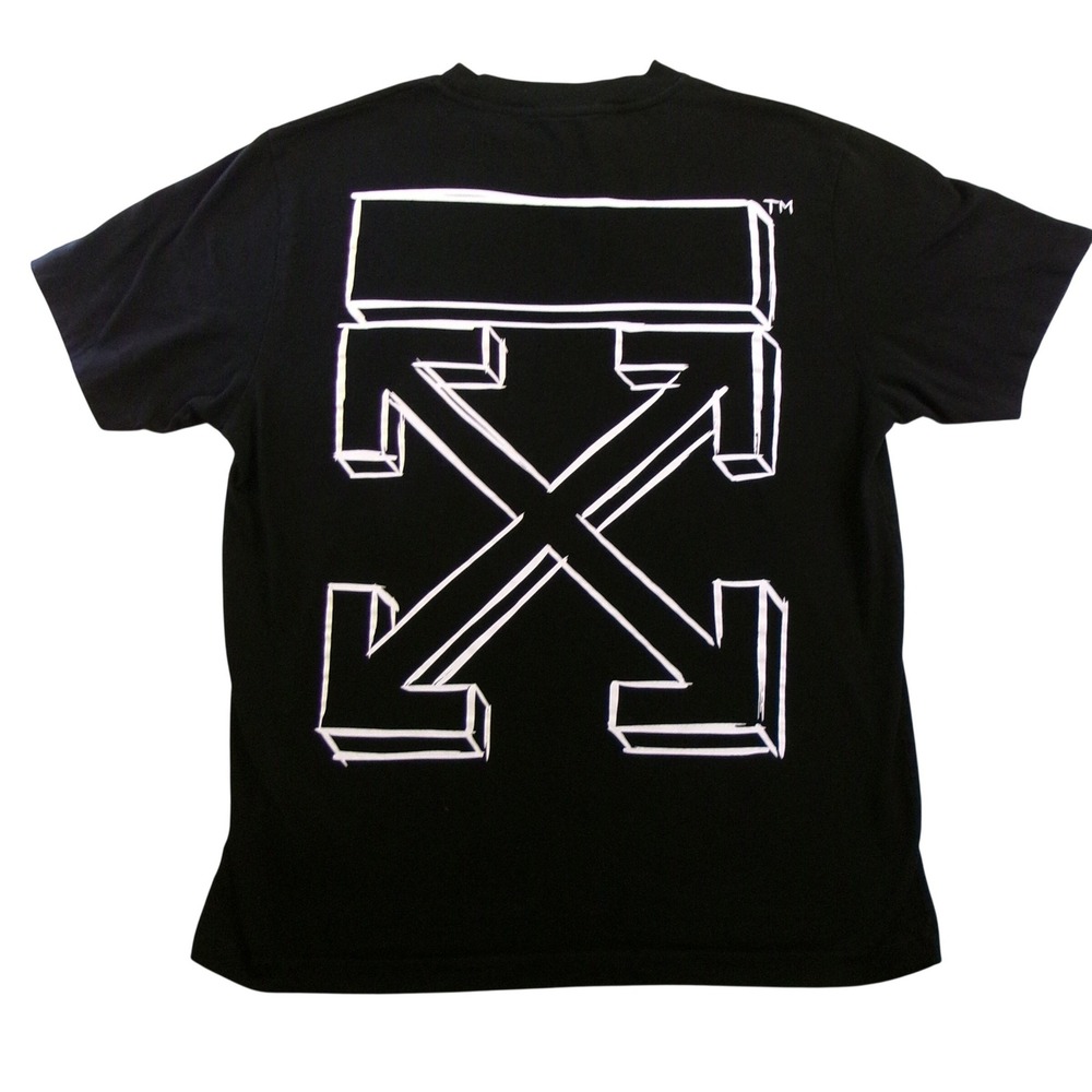 Off-White T-Shirt Mens Large Black 3D Sketch Arrows OMAA027G20JER056‎